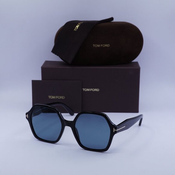 Tom Ford Romy FT1032 01A Geometric Sunglasses - Black/Smoke Blue main image 5